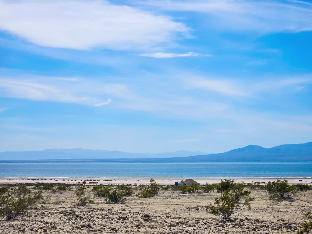 View of the Salton Sea shoreline near Bombay Beach California