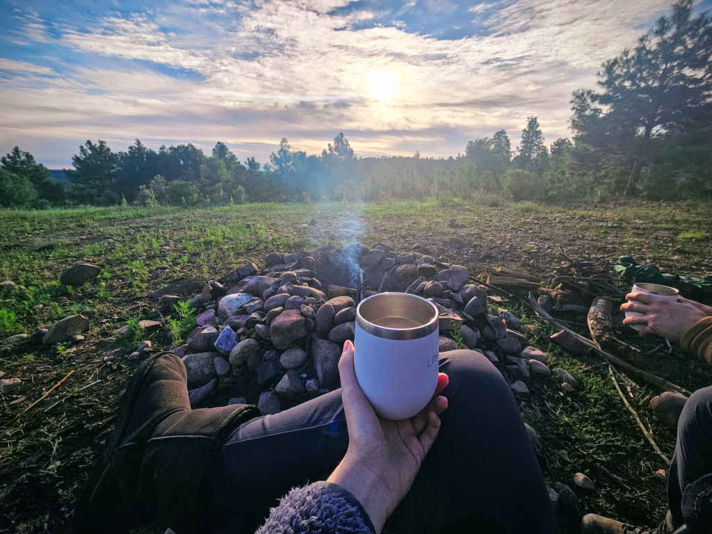Coffee by Fire at Mogollon Rim Camping Site